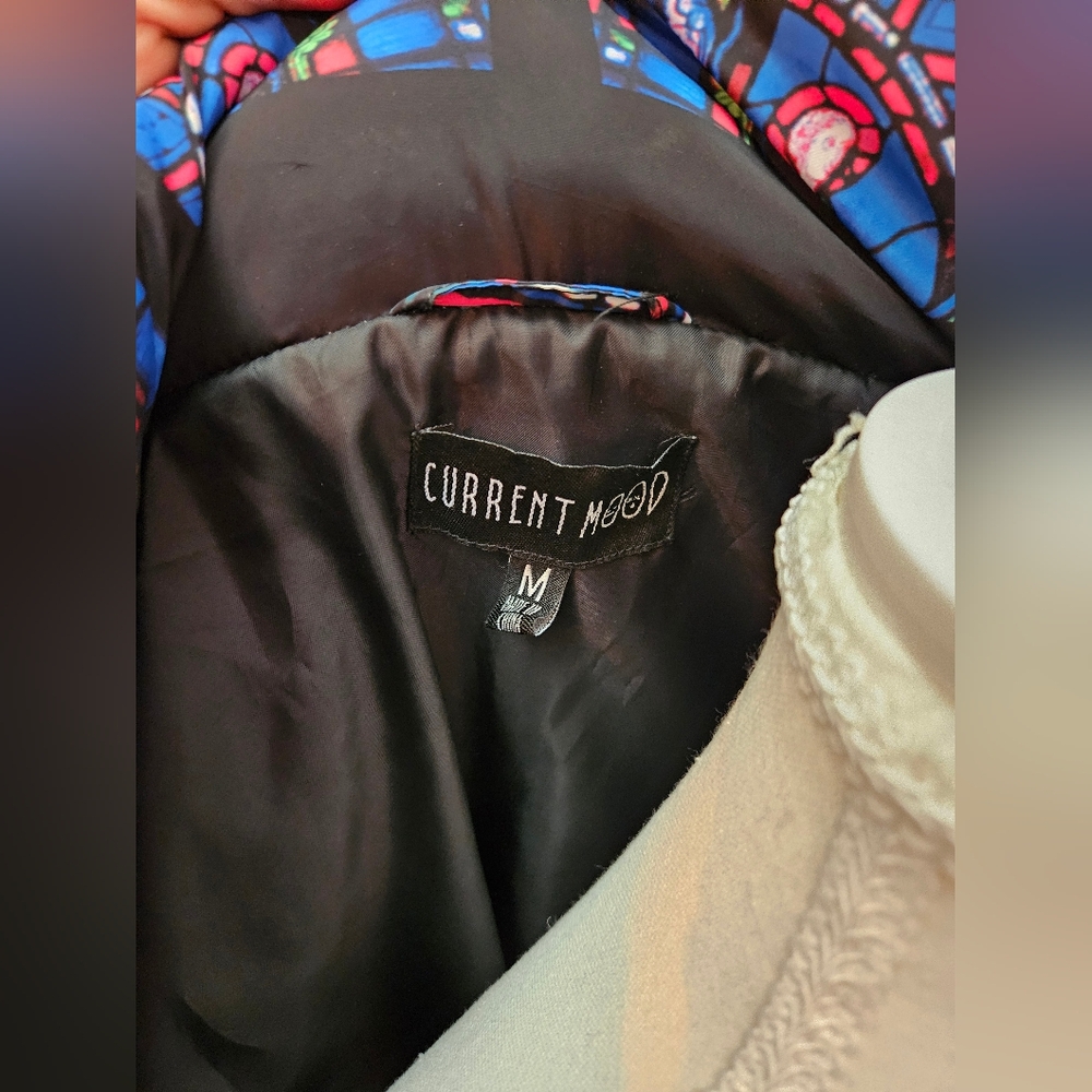 RARE NEW Dolls Kill Higher Calling Black Stained Glass Puffer Bomber Jacket M - Picture 8 of 8